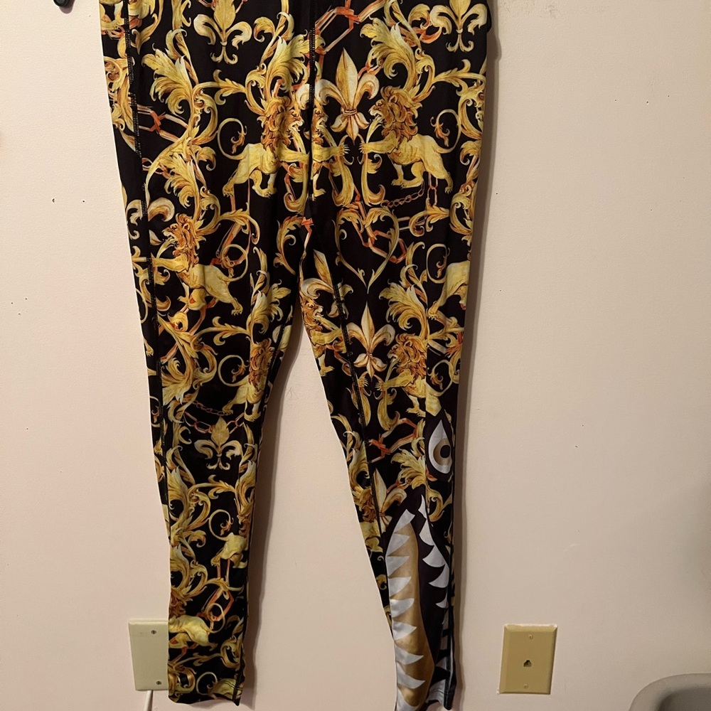 Ethika Black and Gold Patterned Leggings